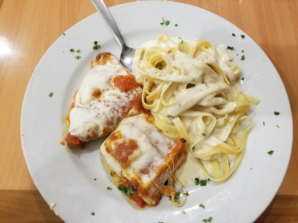 Chicken Parmigiana Fettuccine Alfredo